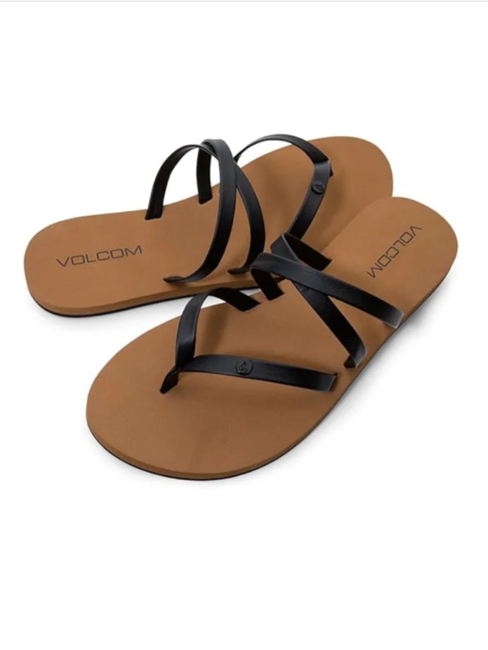 Volcom Women's Strappy Slide Sandals - Black & Tan